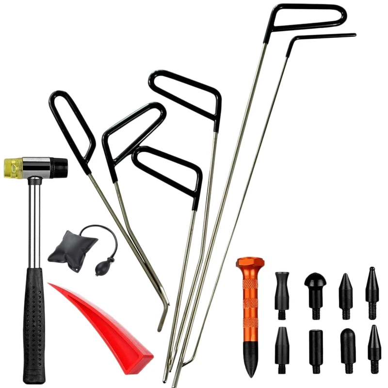 

18Pcs Automotive Paintless Dent Repair Removal Tools Puller Kits Hail Repair Tools Hooks Rods Wedge Pump Tap Down Pen