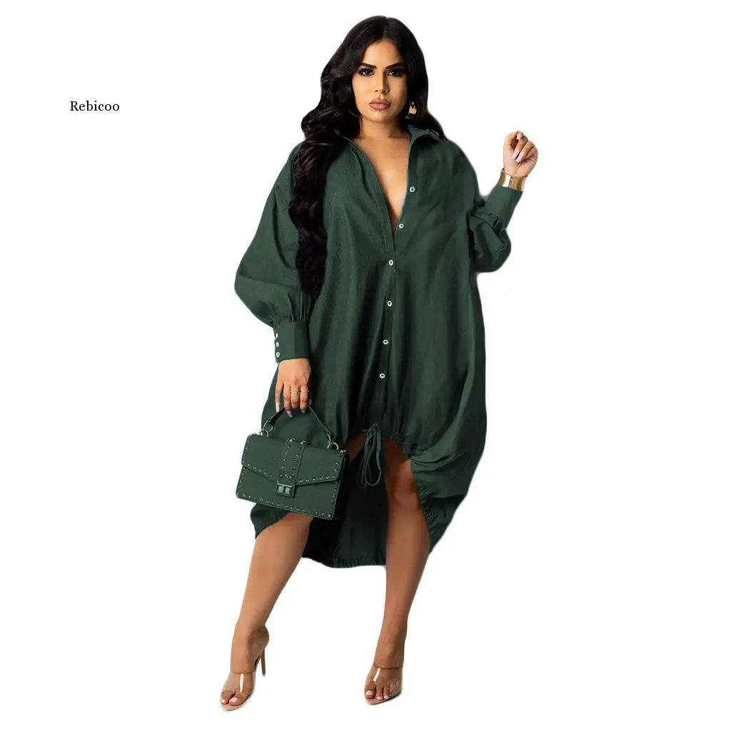 Women Long Sleeve Button Up Drawstring Hem Loose Blouse Shirt Style Dress Vintage Fashion Basic Dresses
Women Long Sleeve Button Up Drawstring Hem Loose Blouse Shirt Style Dress Vintage Fashion Basic Dresses