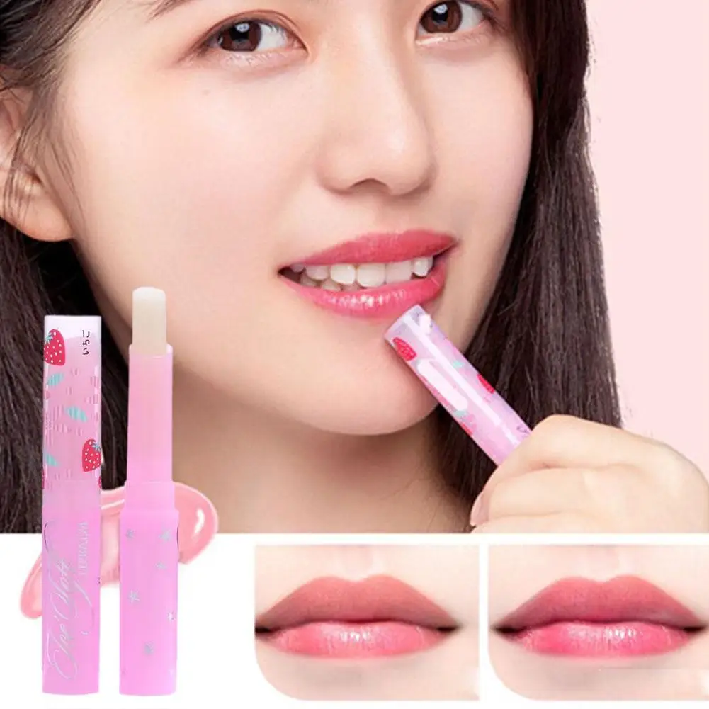 

Strawberry Lip Blam Temperature Change Lipstick Moisturizing Repair Smooth Lines Lip Cosmetics Care Beauty Lips Fine Soft F C7P7