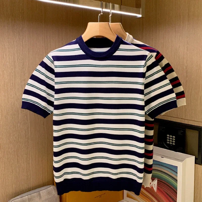 Male Knitted T Shirts for Men Summer Short Sleeve Contrasting Colors Lapel Casual Stripe T-Shirt Social Tee Tops 2024 W28
Male Knitted T Shirts for Men Summer Short Sleeve Contrasting Colors Lapel Casual Stripe T-Shirt Social Tee Tops 2024 W28