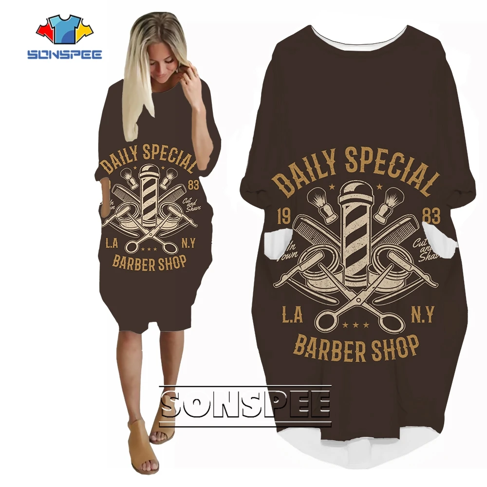 SONSPEE Hot Sale Women's Best in Town Cut And Shave Graphic 3D Print Long Sleeve Skirt Lady Barber Harajuku Street Leisure Robe
SONSPEE Hot Sale Women's Best in Town Cut And Shave Graphic 3D Print Long Sleeve Skirt Lady Barber Harajuku Street Leisure Robe