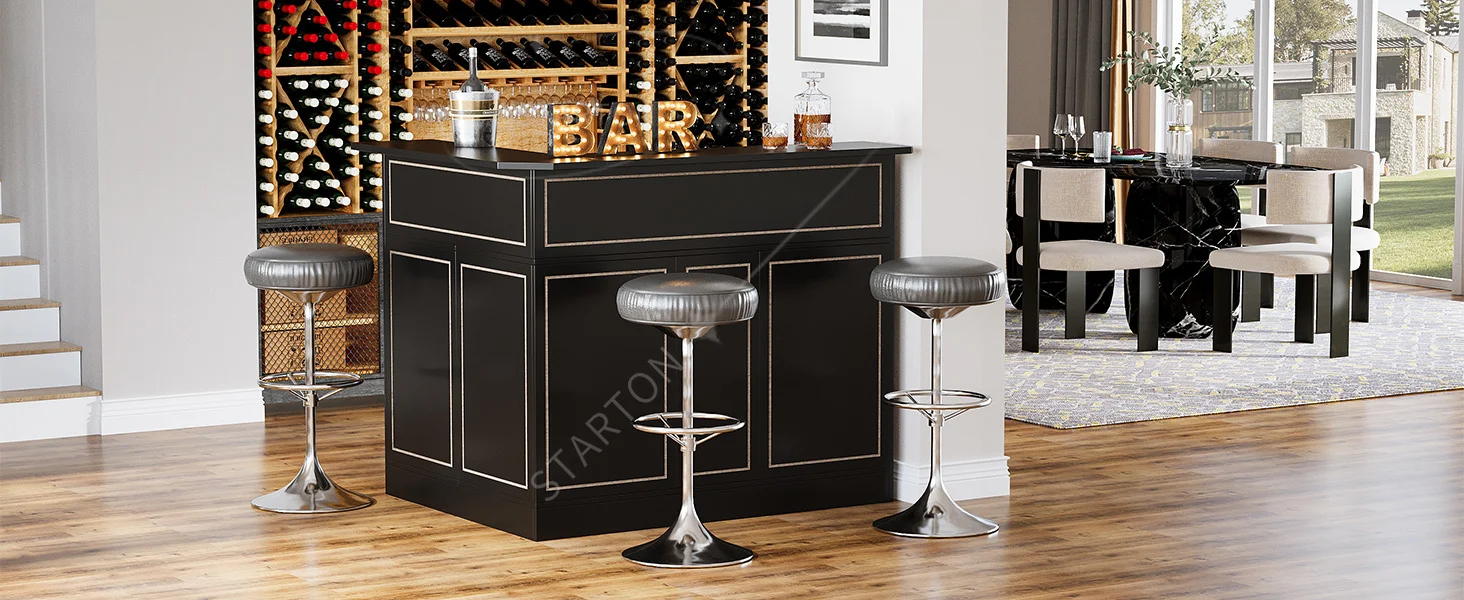 L-Shaped Bar Cabinet, 4-Tier Corner Bar Unit with Stemware Racks L-Shaped Bar Cabinet, 4-Tier Corner Bar Unit with Stemware Racks
