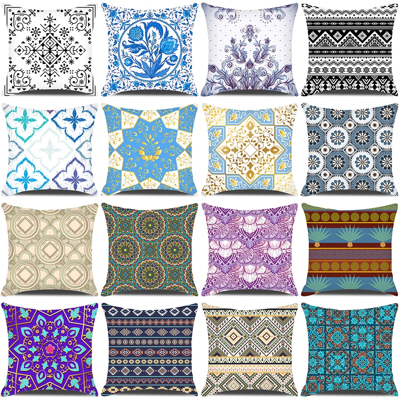 

Boho Geometric Stripe Printed Cushion Cover 45x45cm Mandala Floral Print Throw Pillowcase Home Decor Pillowcase for Couch Car