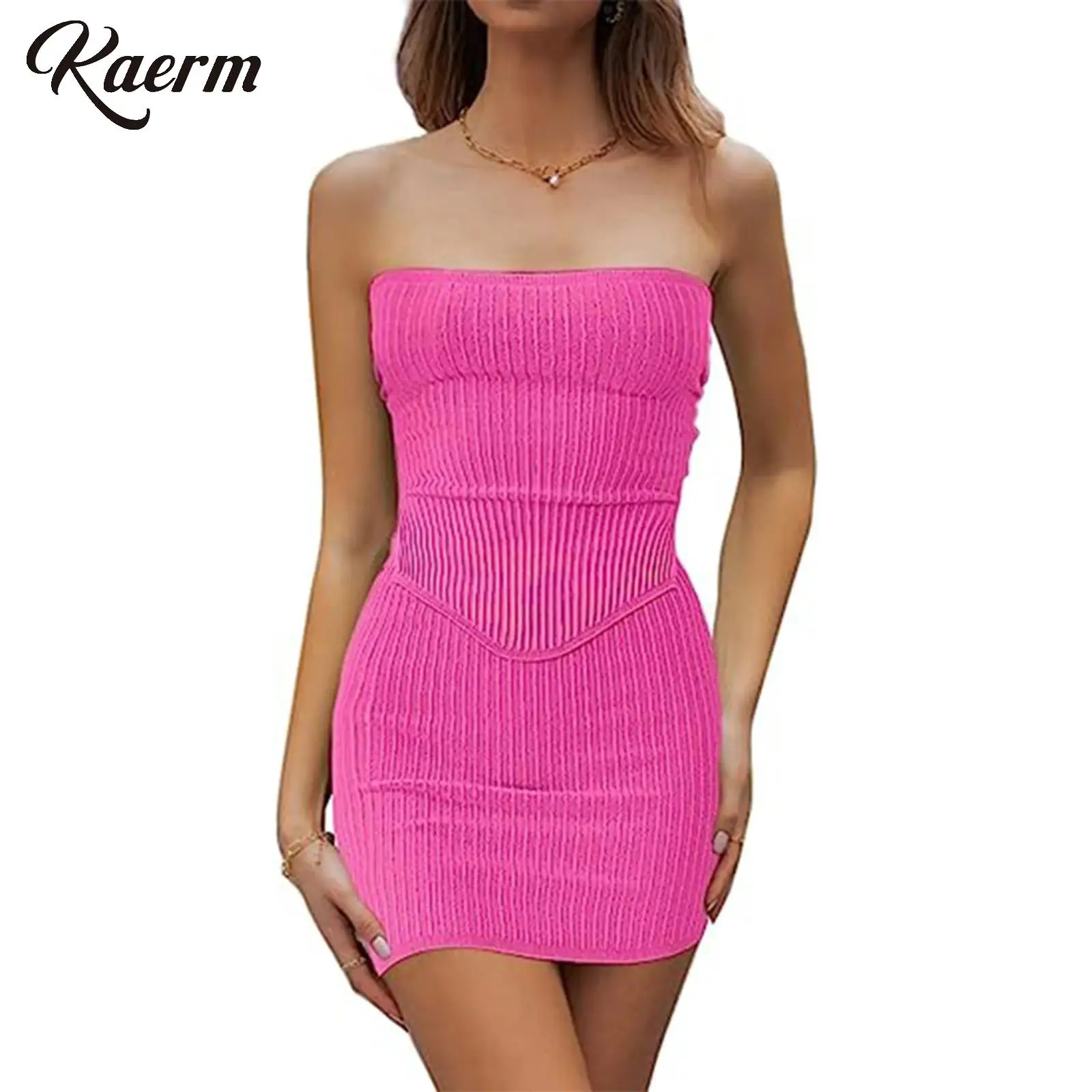 

Womens Two-Piece Bandeau Hip-wrapping Bodycon Skirt Outfits Solid Ribbed Asymmetrical Hem Top with High Waist Skirt for Dating