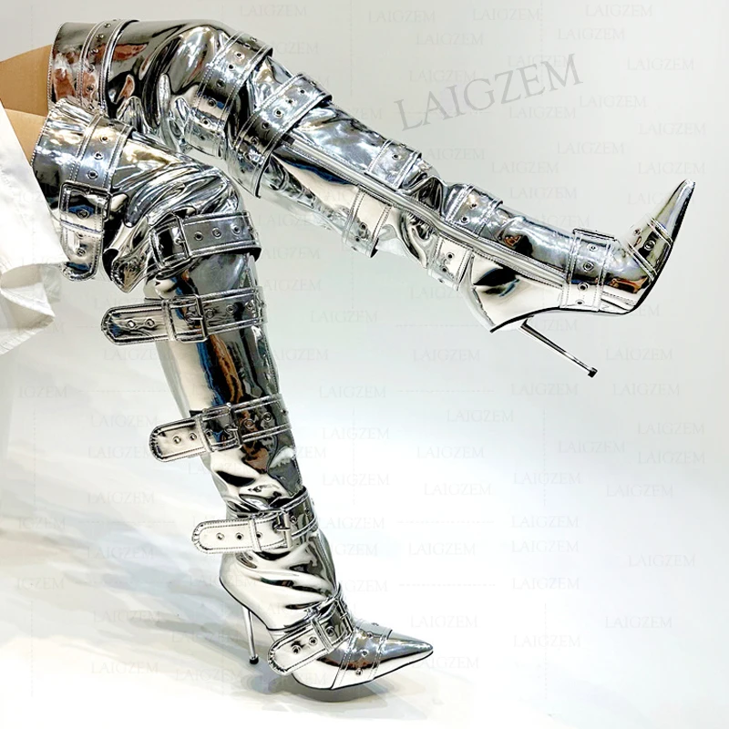 BERZIMER Women Over Knee Boots Side Zip Shiny Buckle Silver Metal Thin High Heels Boots Ladies Shoes Woman Big Size 35 39 41 43
BERZIMER Women Over Knee Boots Side Zip Shiny Buckle Silver Metal Thin High Heels Boots Ladies Shoes Woman Big Size 35 39 41 43