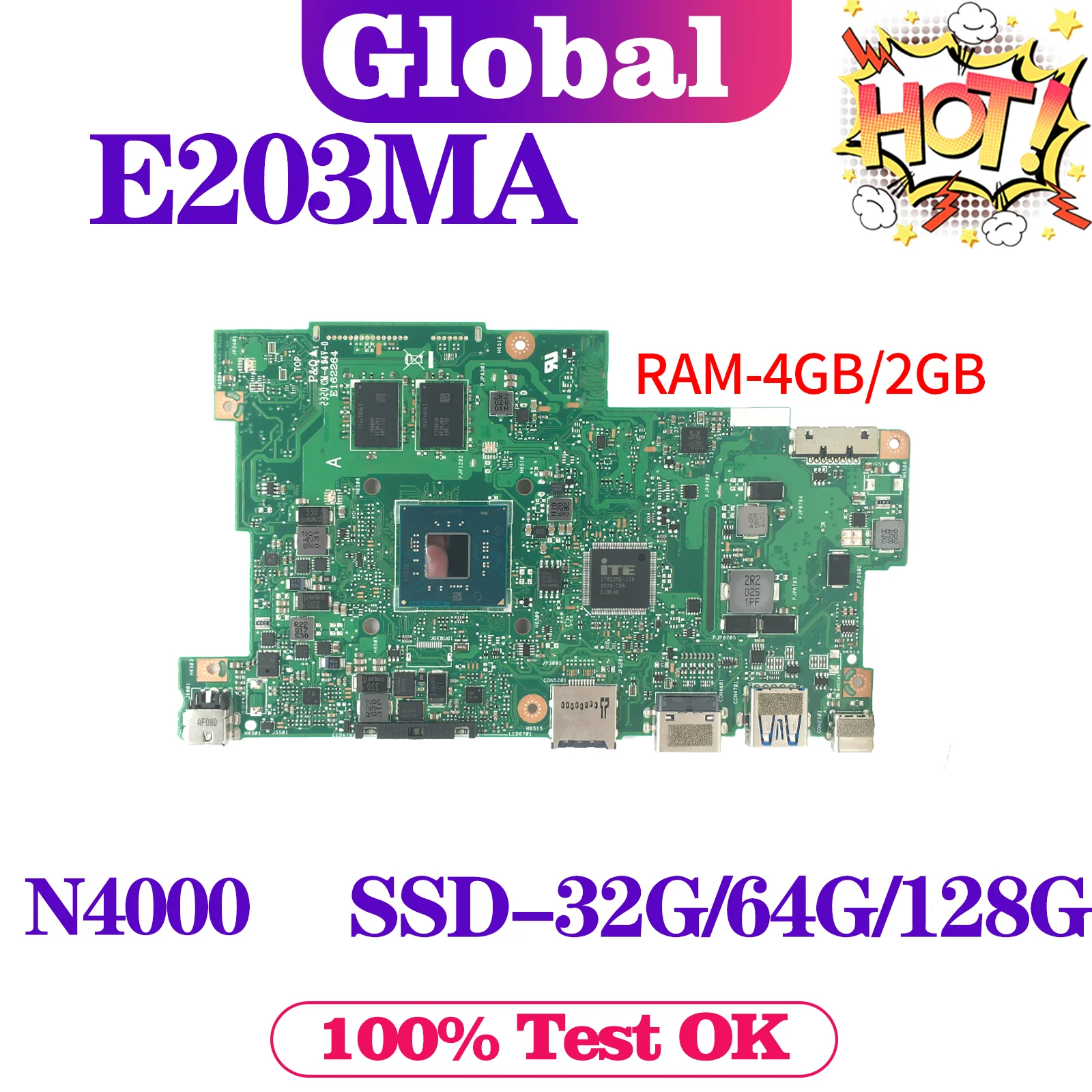 KEFU Mainboard E203MA E203MAH E203MAR E203MAS L203MAH W203MAH R203MA R203MAH Laptop Motherboard N4000 2G/4G-RAM SSD-32G/64G/128G
KEFU Mainboard E203MA E203MAH E203MAR E203MAS L203MAH W203MAH R203MA R203MAH Laptop Motherboard N4000 2G/4G-RAM SSD-32G/64G/128G