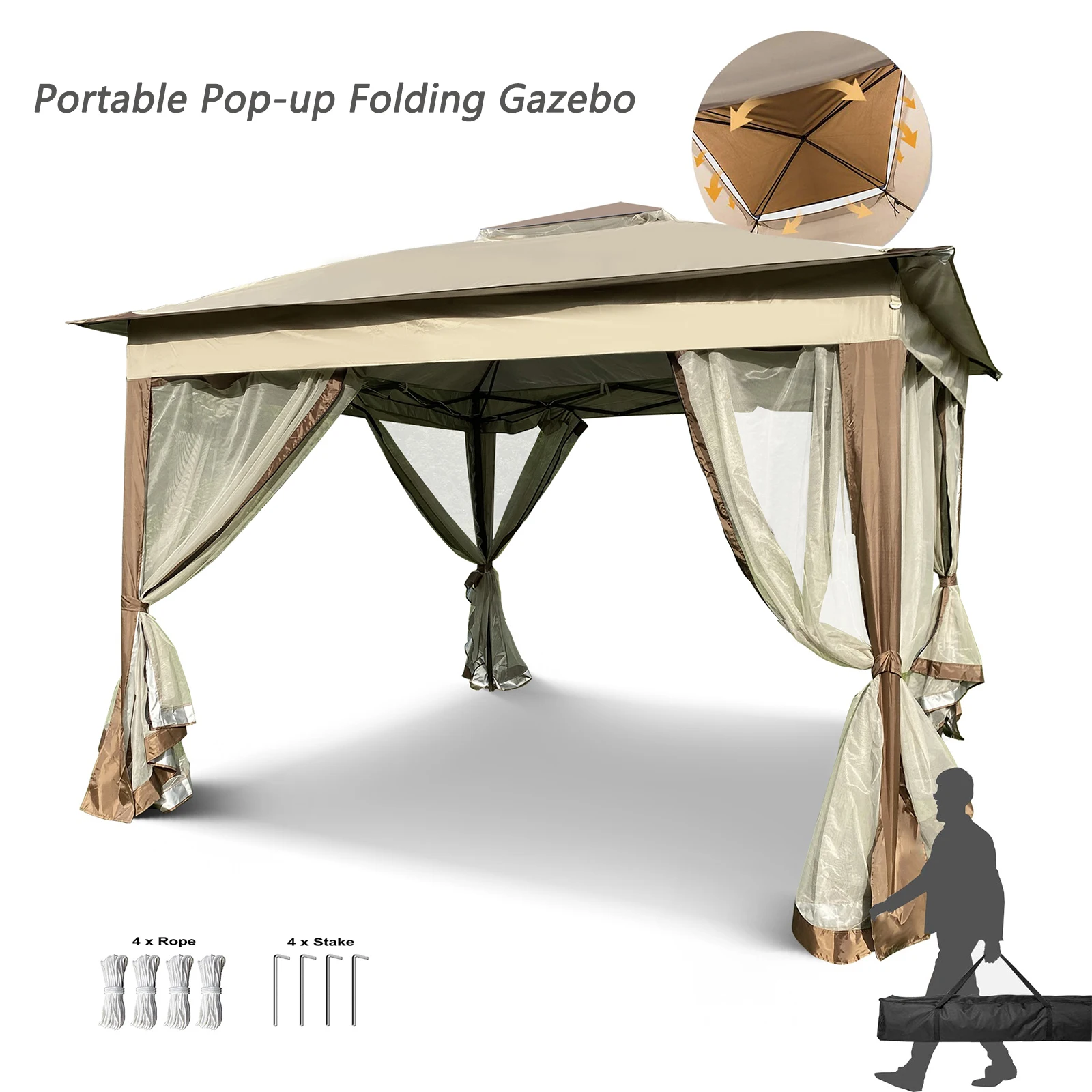 11x 11Ft Outdoor Pop Up Gazebo Canopy With Removable Zipper Netting 2-Tier Soft Top Event Tent For Patio Backyard Garden Camping
11x 11Ft Outdoor Pop Up Gazebo Canopy With Removable Zipper Netting 2-Tier Soft Top Event Tent For Patio Backyard Garden Camping