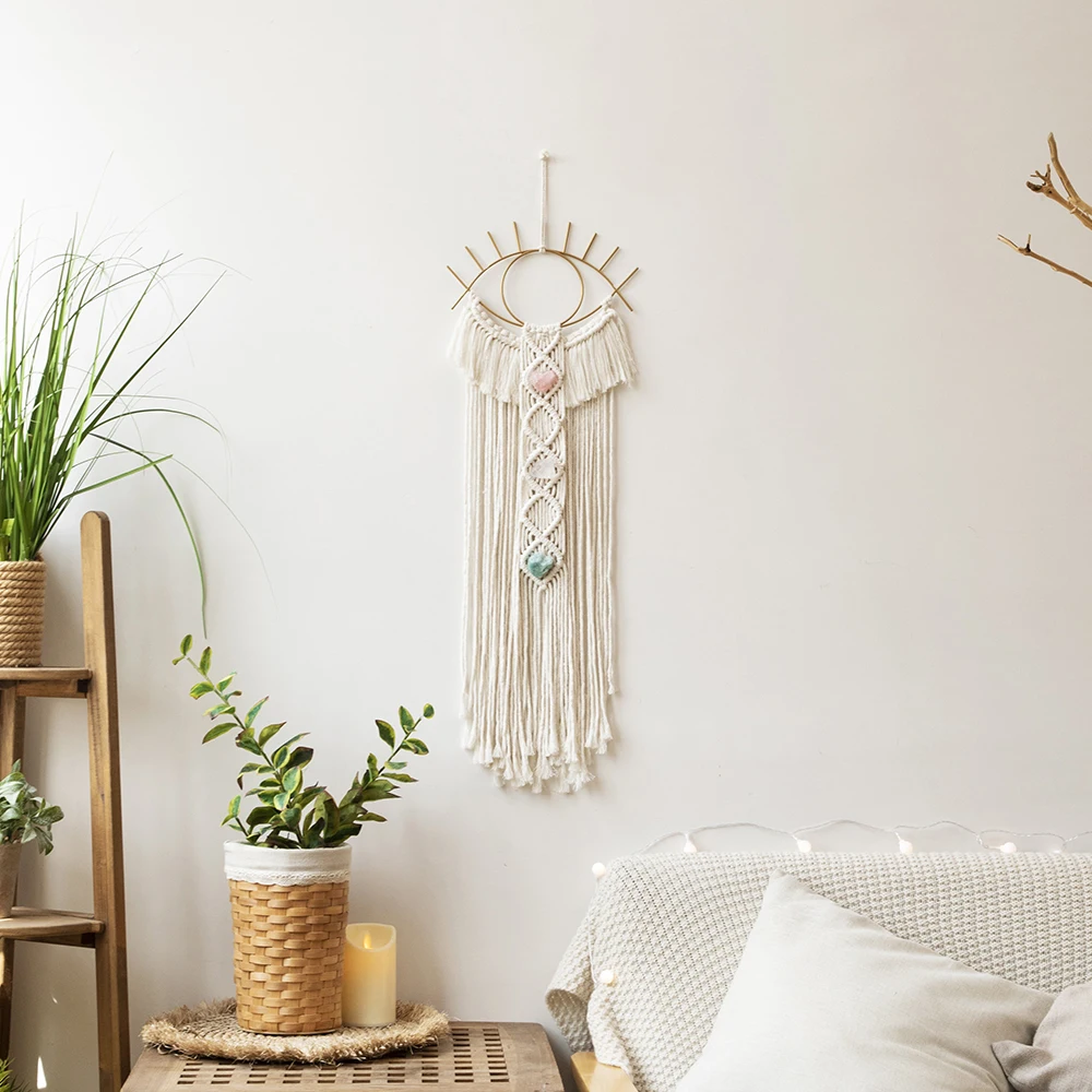 Macrame Wall Hanging with Crystal Stone Evil Eye Dream Catchers Boho Macrame for Bedroom Home Decoration Bohemian Ornament Gift
Macrame Wall Hanging with Crystal Stone Evil Eye Dream Catchers Boho Macrame for Bedroom Home Decoration Bohemian Ornament Gift