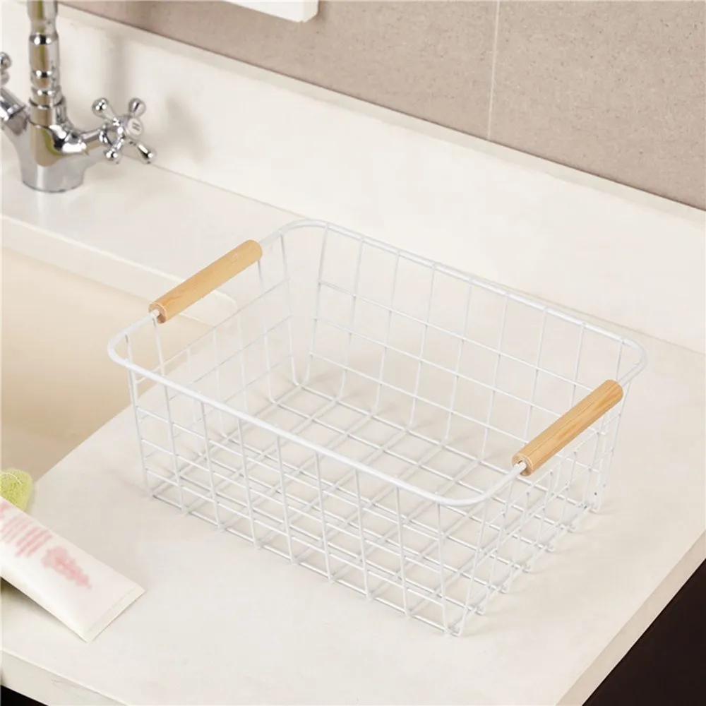 Household Metal Wire Basket Bin Storage Organizer Container with Wooden Handles for Kitchen Bathroom Bedroom
Household Metal Wire Basket Bin Storage Organizer Container with Wooden Handles for Kitchen Bathroom Bedroom