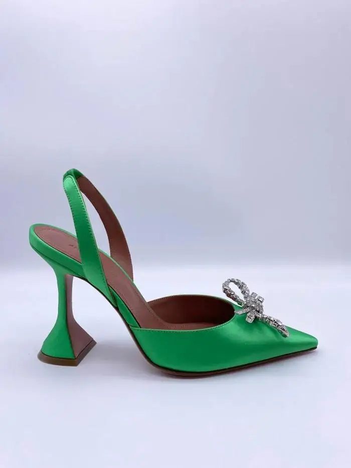 

Модные женские туфли Rosie, атласные туфли с ремешком на пятке, зеленые