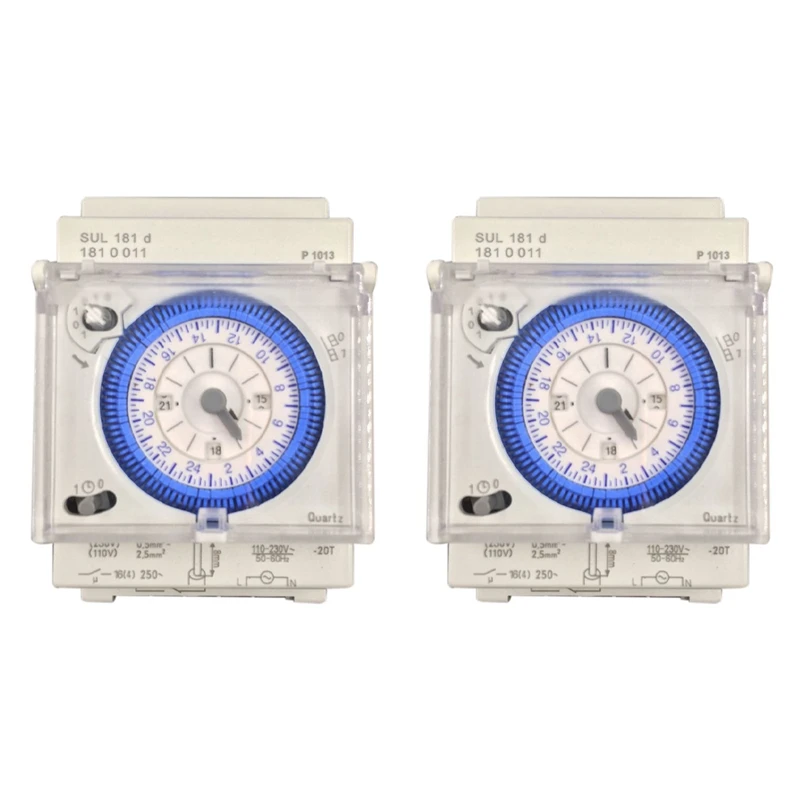 

2X Analog Mechanical Timer Switch 110V-220V 24 Hours Daily Programmable 15Min Setting Time Switch Relay SUL181D Hot