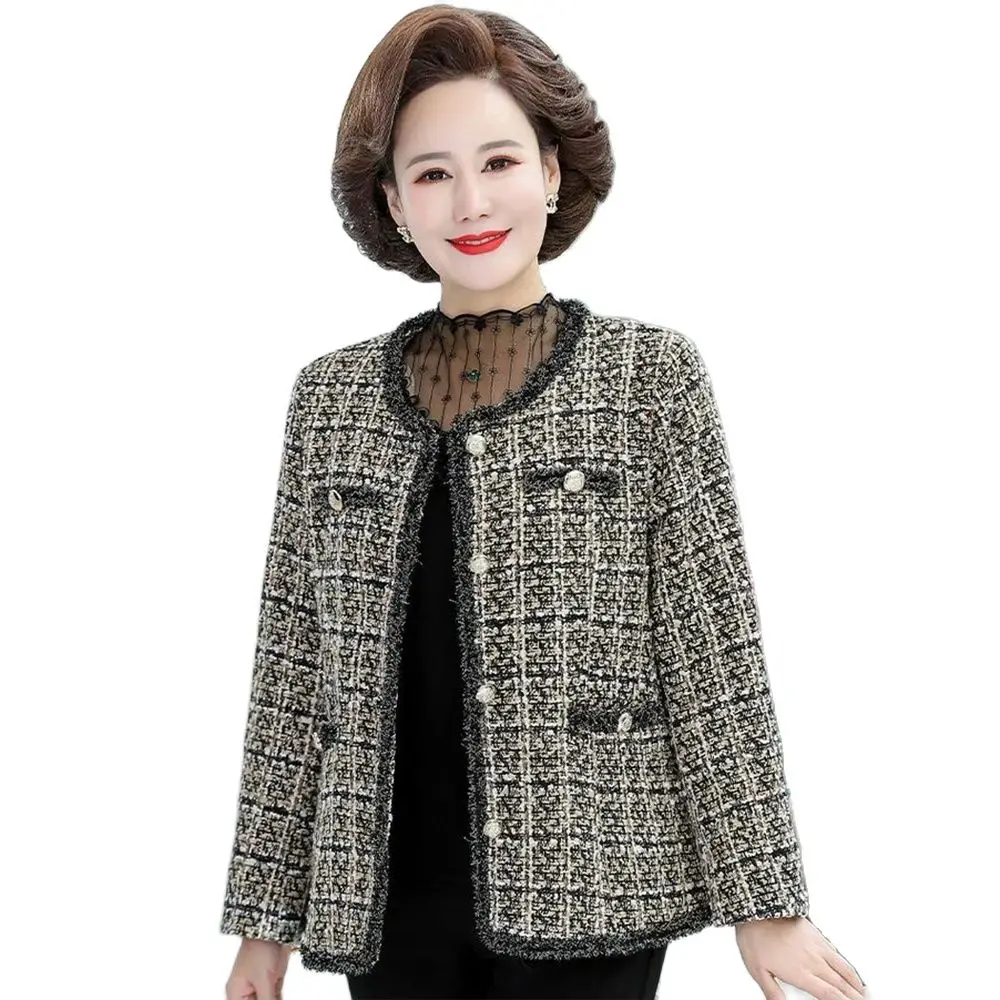 

Mom's Spring And Autumn Temperament Small Fragrance Coat Middle-aged And Elderly Women's Autumn Fashion Noble Short Loose Jacket