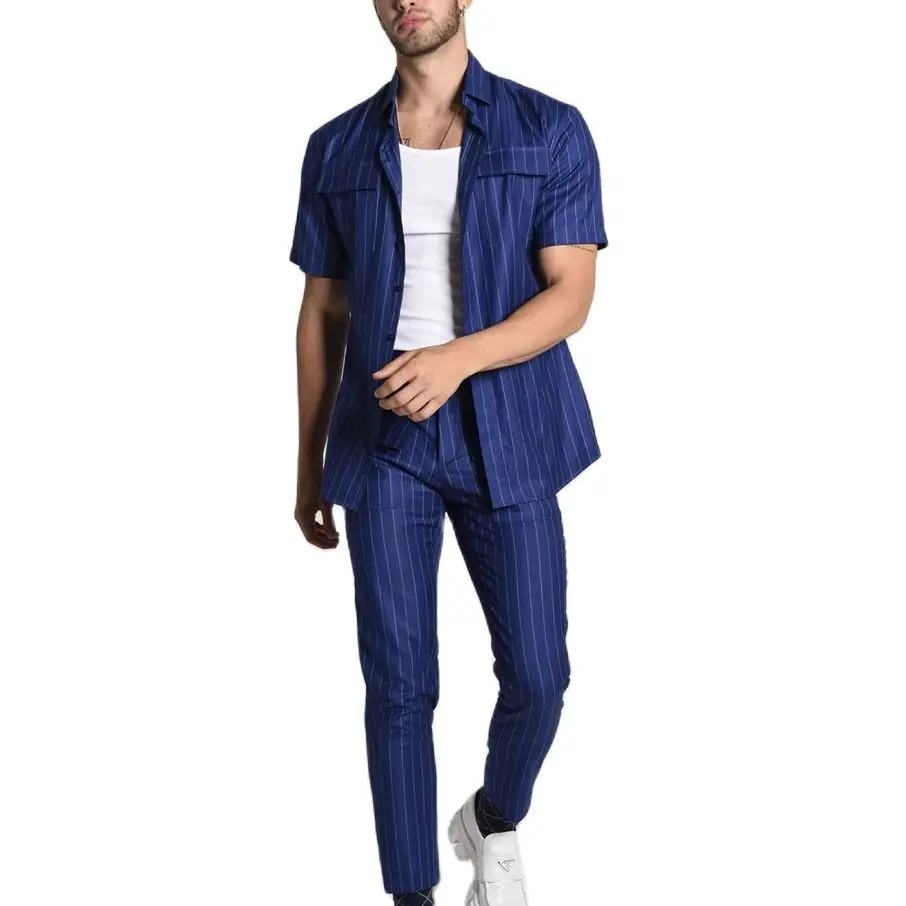 Full Men's Suit Navy Striped Short Sleeve Jacket with Pants for Casual Daily Wear Classic 2 Piece Big And Tall Slim Fit Outfits
Full Men's Suit Navy Striped Short Sleeve Jacket with Pants for Casual Daily Wear Classic 2 Piece Big And Tall Slim Fit Outfits