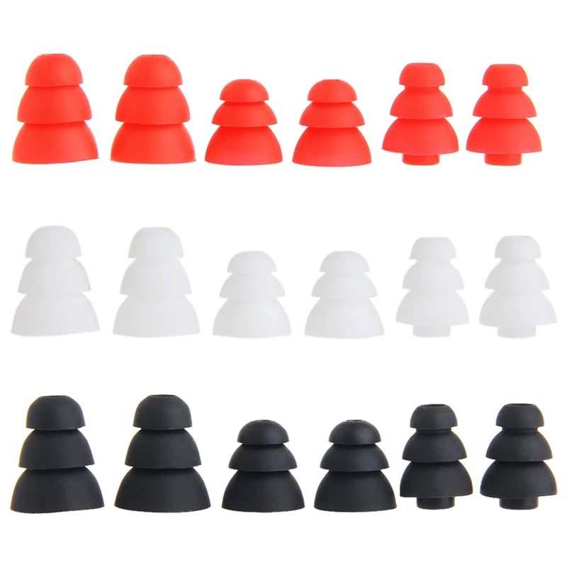 

3 Pairs Noise Reduction Silicone Earplugs Three Layer Anti-noise Ear Plugs Isolate Noise In-Ear Earphone Earbuds Eartips