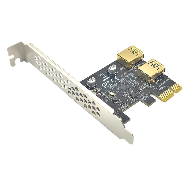 

USB 3.2 GEN1 5Gbps PCIE Card PCI Express 2.0 X1 to USB3 Expansion Adapter PCI-E USB Riser Card Gold 2 Port USB3.0 for Desktop PC