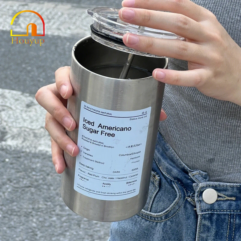 HOUYUP 600ml Coffee Cup Thermoses Stainless Steel Water Bottle with Straw Ice American Couple's Coffee Mug Double-layer Vacuum
HOUYUP 600ml Coffee Cup Thermoses Stainless Steel Water Bottle with Straw Ice American Couple's Coffee Mug Double-layer Vacuum