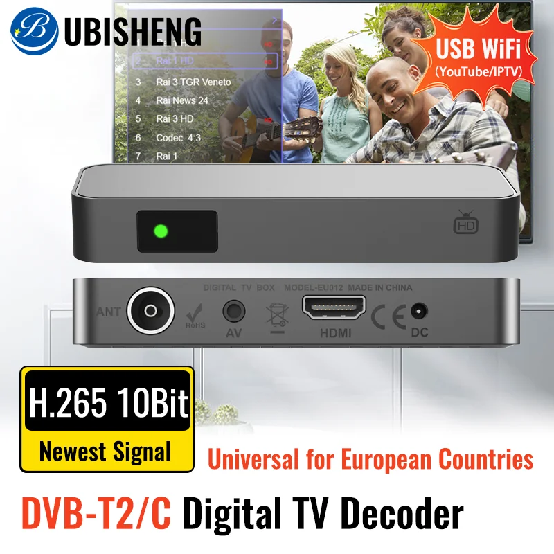 UBISHENG DVB T2 DVB-C Digital TV Decoder H265 Spain TDT HD Tuner FTA TV Receiver EPG Set Top Box Universal for European Countrie
UBISHENG DVB T2 DVB-C Digital TV Decoder H265 Spain TDT HD Tuner FTA TV Receiver EPG Set Top Box Universal for European Countrie