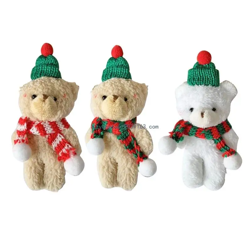 

Милая мультяшная кукла-медведь с рождественским шарфом, шляпа, украшение для торта, плюшевая игрушка в виде животных для детский