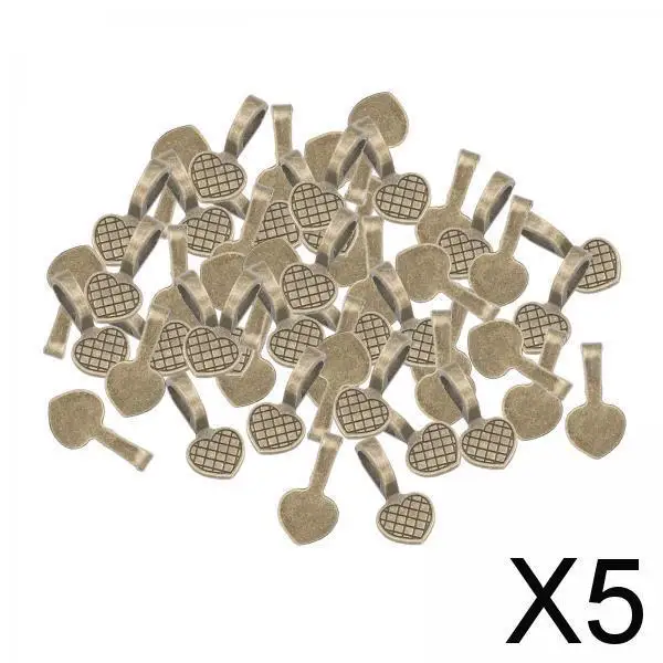 

5X 50x Glue on Bails Antique Bronze Heart Shaped Bails Charms Connector for