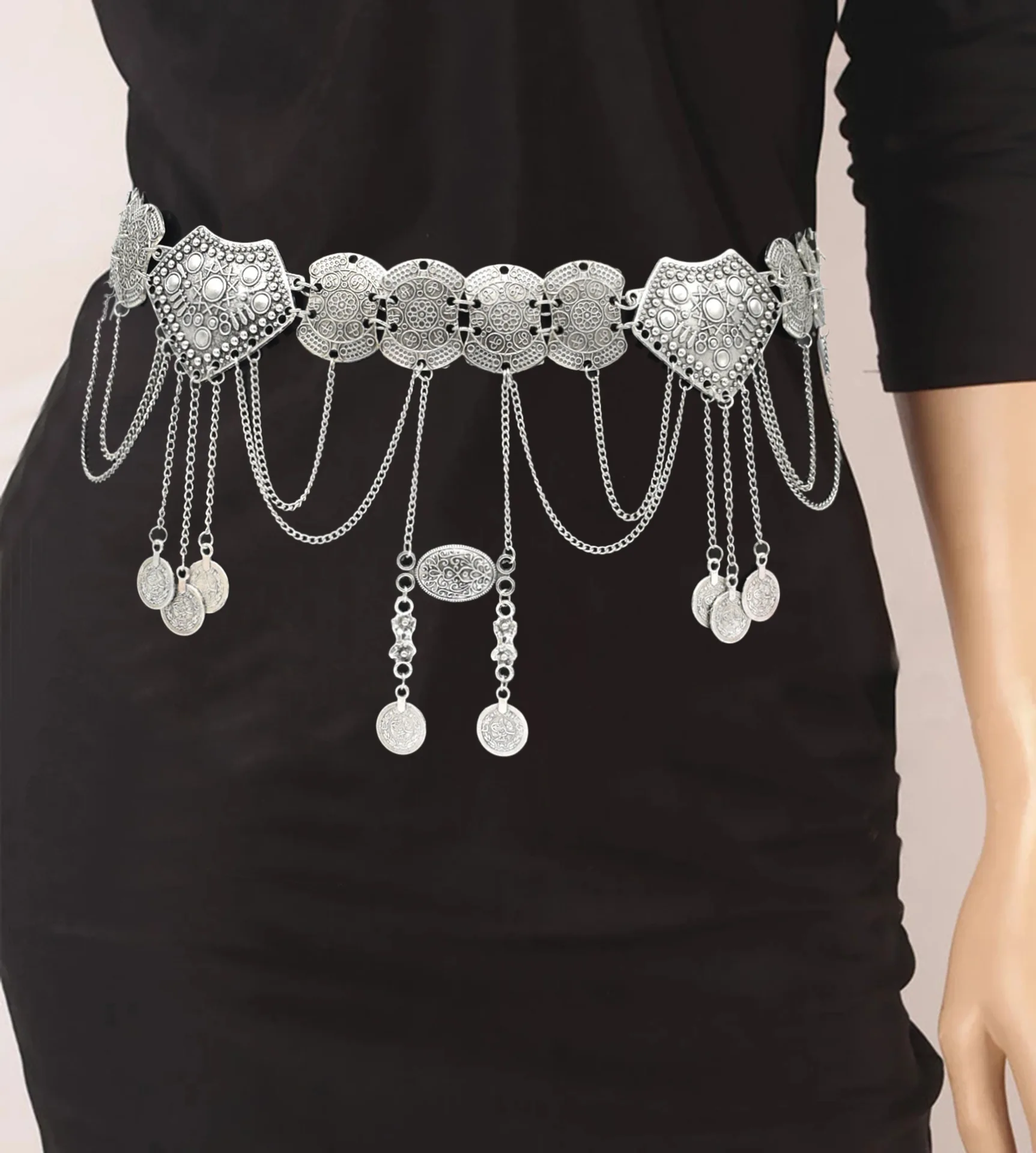 Vintage Silver Color Ethnic Metal Carved Long Coin Tassel Belly Waist Chain Gypsy Afghan Dress Belts Indian Body Chain Jewelry
Vintage Silver Color Ethnic Metal Carved Long Coin Tassel Belly Waist Chain Gypsy Afghan Dress Belts Indian Body Chain Jewelry