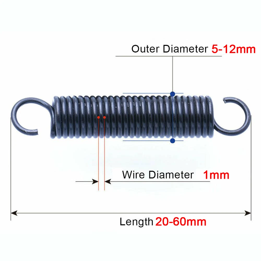 10Pcs Tension Spring With Open Hook Extension Spring Pullback Expansion Spring Oven Door Draught Spring Wire Dia 1mm OD 5-12mm
10Pcs Tension Spring With Open Hook Extension Spring Pullback Expansion Spring Oven Door Draught Spring Wire Dia 1mm OD 5-12mm