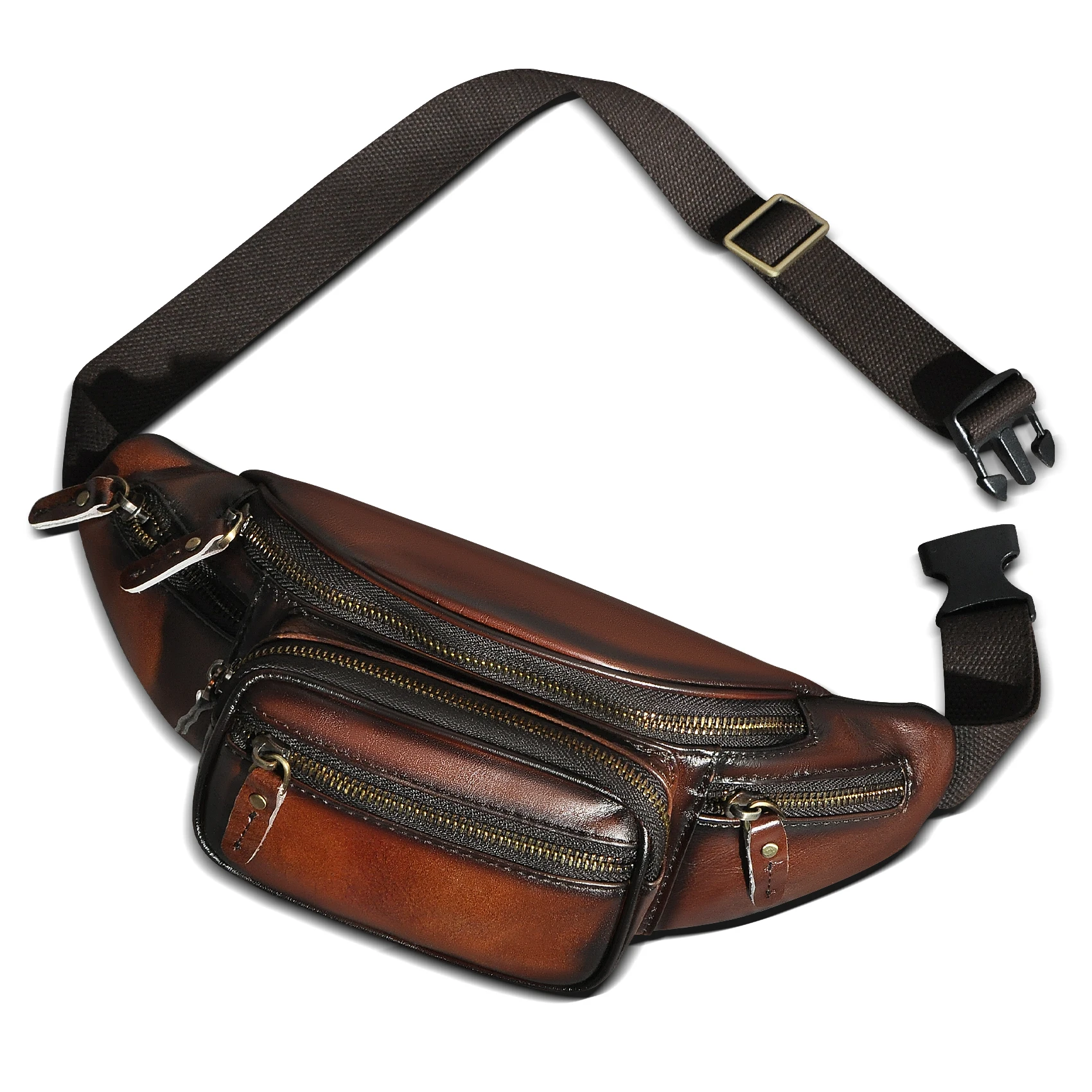 

Original Leather Male Cross-body Sling Chest Pack Design Travel Cigarette Phone Case Pouch Travel Fanny Waist Belt Bag Men 346-w