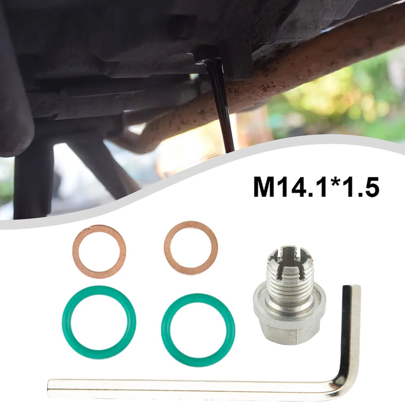 M14.1-1.5x15mm Piggyback Drain Plug Hex Wrench O-ring Gasket Stainless Steel Self Tapping Oil Pan Thread Repair Kits
M14.1-1.5x15mm Piggyback Drain Plug Hex Wrench O-ring Gasket Stainless Steel Self Tapping Oil Pan Thread Repair Kits