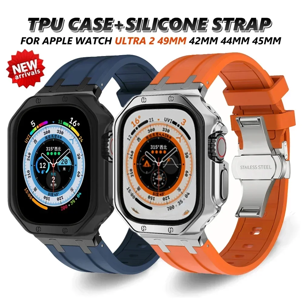 Sports Mod Kit Glossy TPU Case AP Silicone Band for Apple Watch Ultra 2 49mm iWatch 9 8 7 6 5 4 44/45mm Modificarion Cover Strap
Sports Mod Kit Glossy TPU Case AP Silicone Band for Apple Watch Ultra 2 49mm iWatch 9 8 7 6 5 4 44/45mm Modificarion Cover Strap