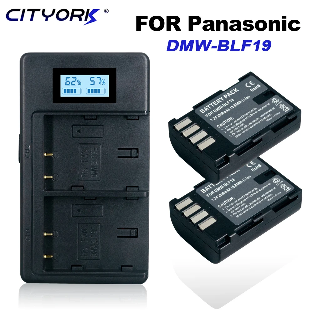 

CITYORK DMW-BLF19 DMW-BLF19E dmw blf19 Camera Battery BLF19 BLF19E + LCD Dual USB Charger For Panasonic Lumix GH3 GH4 GH5 G9