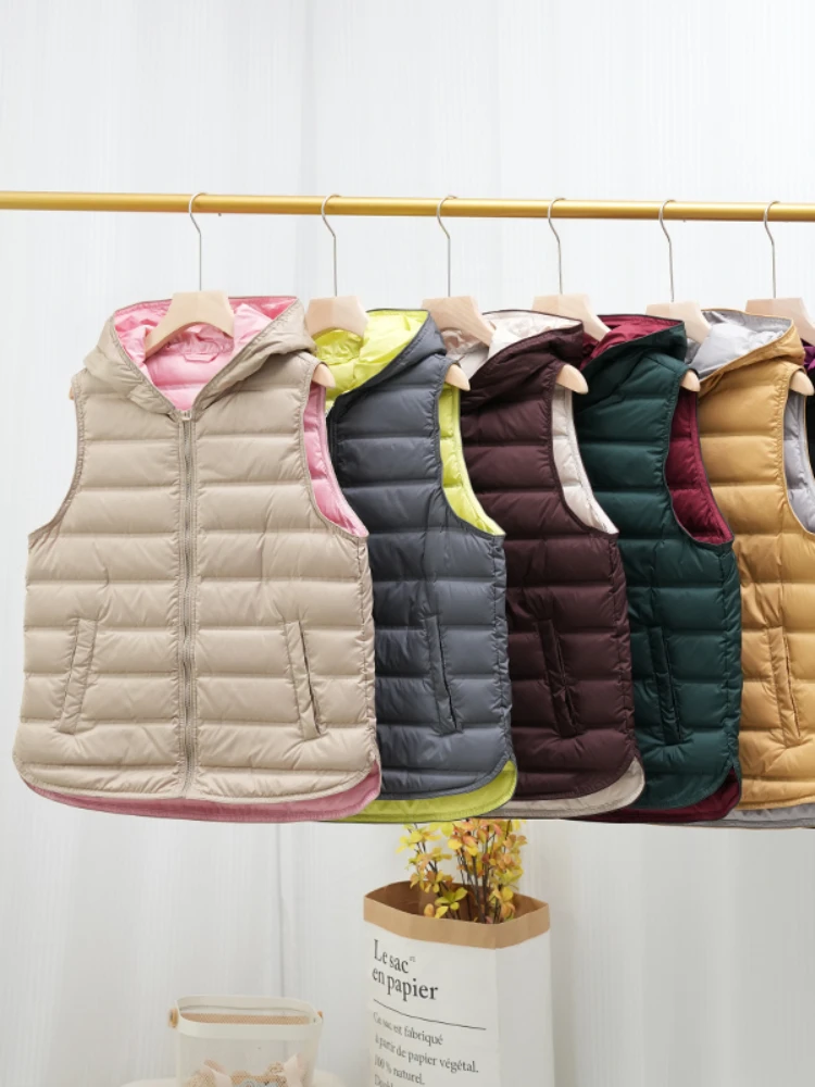 Fitaylor Autumn Winter Women White Duck Down Coat Casual Stand Collar Hooded Sleeveless Vest Jacket Light Puffer Parka Outwear
Fitaylor Autumn Winter Women White Duck Down Coat Casual Stand Collar Hooded Sleeveless Vest Jacket Light Puffer Parka Outwear