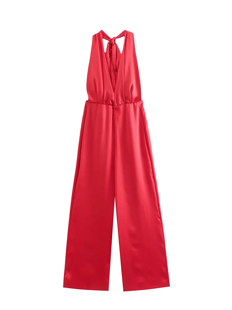 Summer Clothes For Women Jumpsuits 2022 Tie Halter Deep V Neck Elegant Sexy Satin Jumpsuit Sleeveless Wide Leg Pants Jumpsuit
Summer Clothes For Women Jumpsuits 2022 Tie Halter Deep V Neck Elegant Sexy Satin Jumpsuit Sleeveless Wide Leg Pants Jumpsuit