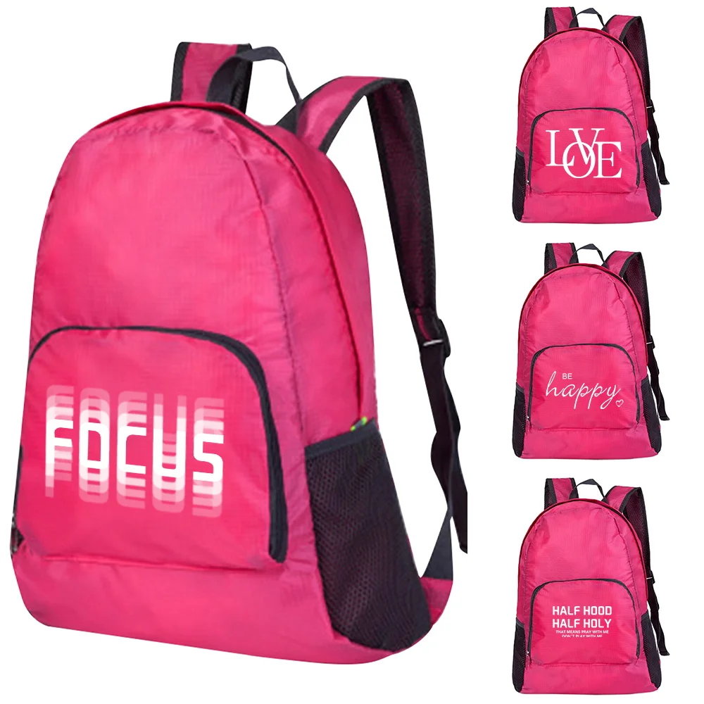 Lightweight Portable Foldable Text Print Backpack Folding Bag Ultralight Outdoor Pack for Women Men Travel Hiking Pink Daypack
Lightweight Portable Foldable Text Print Backpack Folding Bag Ultralight Outdoor Pack for Women Men Travel Hiking Pink Daypack