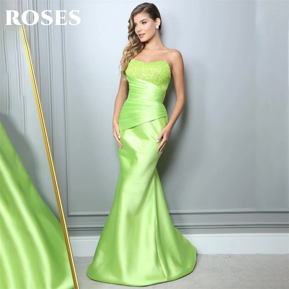 ROSES Mint Green Mermaid Prom Dresses Strapless Sleeveless فستان سهرة نسائي Floor Length Party Dresses Stain Wedding Darty Dress
ROSES Mint Green Mermaid Prom Dresses Strapless Sleeveless فستان سهرة نسائي Floor Length Party Dresses Stain Wedding Darty Dress