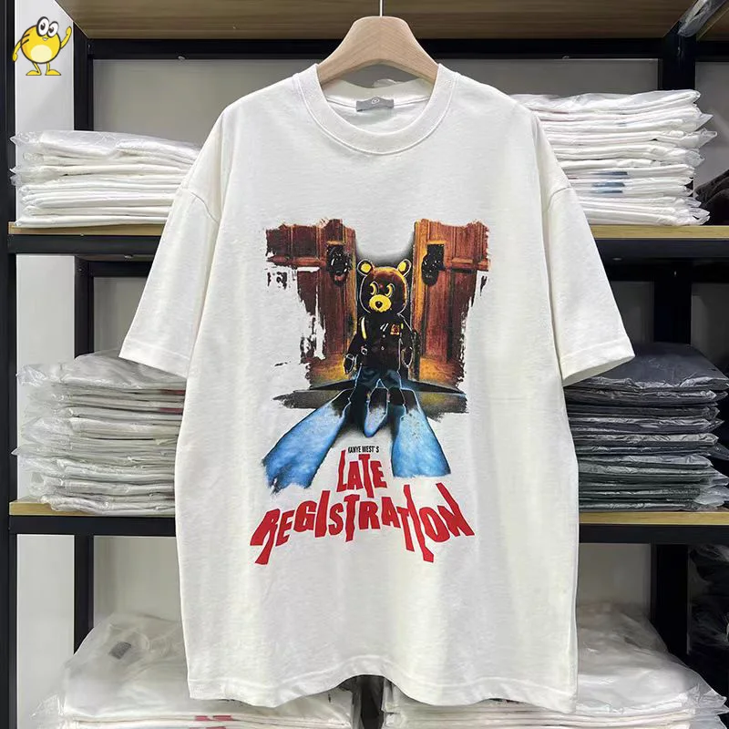 Cartoon Bear Print Kanye West T-shirt For Men Woman Casual Black White Loose Streetwear High Quality Summer Tops Tee
Cartoon Bear Print Kanye West T-shirt For Men Woman Casual Black White Loose Streetwear High Quality Summer Tops Tee