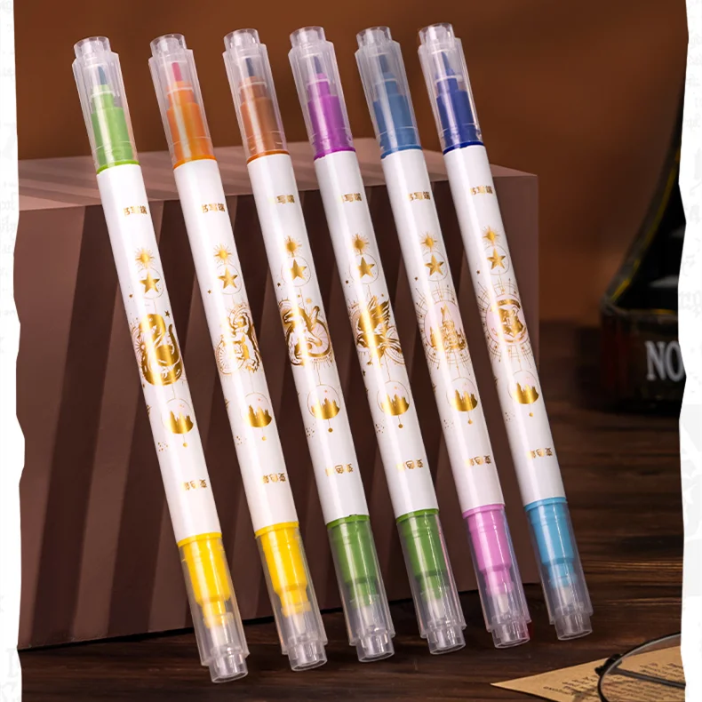 

6Pcs/Set DELI S119 Harry Potter Discolored Highlighter Kawaii Expression Paint Marker Pen School Office Office Stationery Supply
