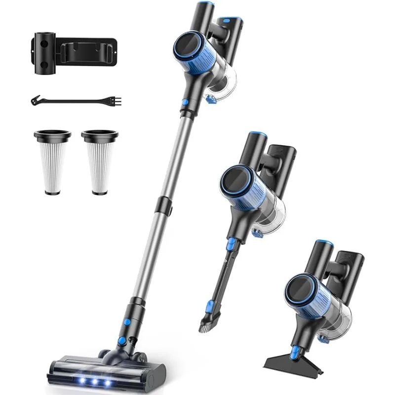 

Cordless Vacuum Cleaner, 25Kpa Powerful Suction Stick Vacuum, 40Mins Runtime Detachable Battery, 3 Power Modes & LED Display