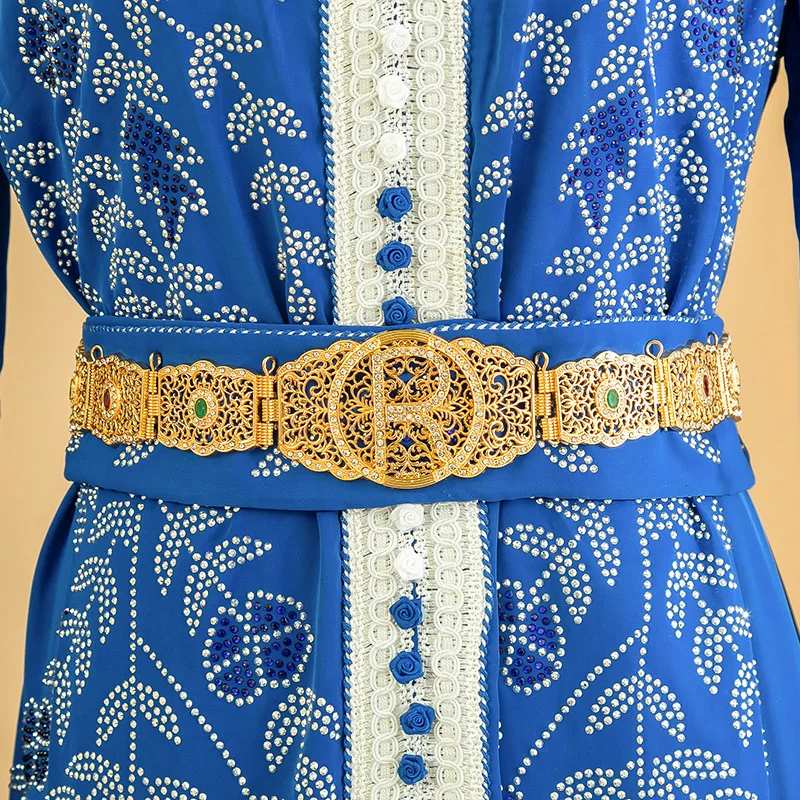 Morocco Caftan Belt Letter R Women Dress Belt Gold Color Crystal Arabic Bride Wedding Jewelry Body Chain Bijou
Morocco Caftan Belt Letter R Women Dress Belt Gold Color Crystal Arabic Bride Wedding Jewelry Body Chain Bijou