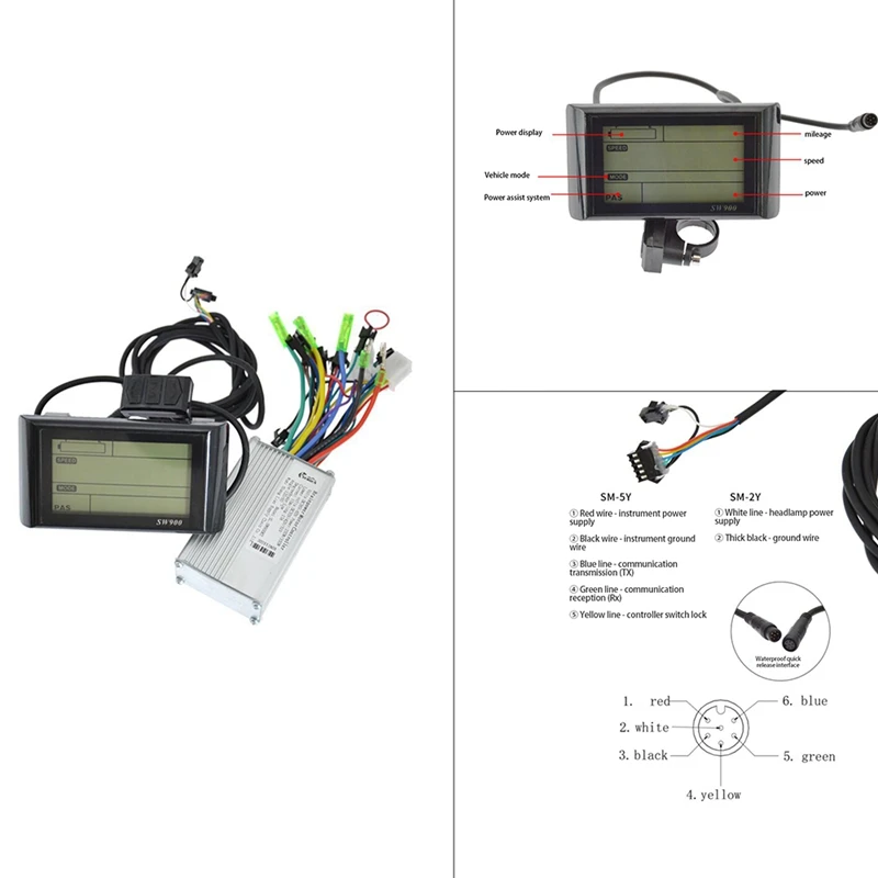 

SW900 Large Screen LCD Display Meter Controller For Electric Bicycle E-Bike Speed Control Display Bicycle