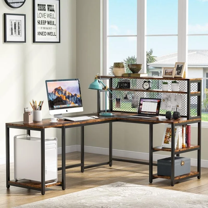 Tribesigns 67 inch Large L-Shaped Computer Desk with Hutch and Bookshelf, Home Office Desk with Storage Shelves and CPU Stand,
Tribesigns 67 inch Large L-Shaped Computer Desk with Hutch and Bookshelf, Home Office Desk with Storage Shelves and CPU Stand,