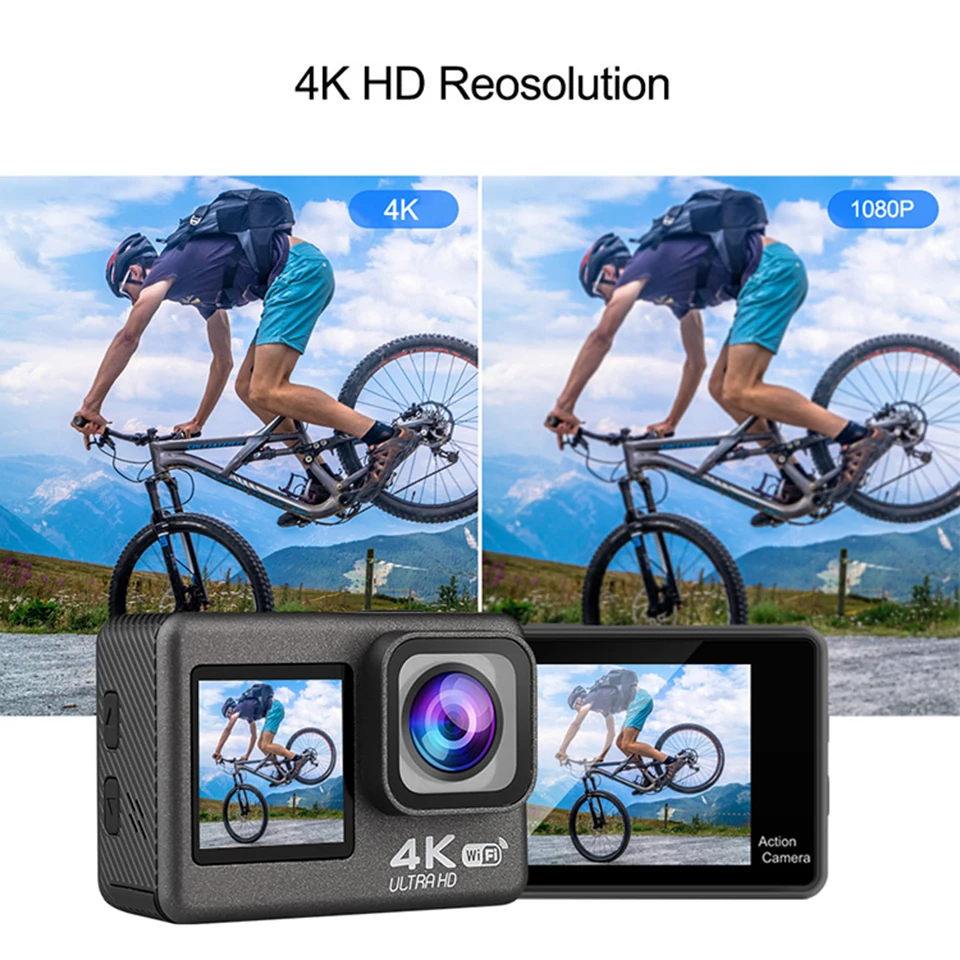 

4K 24MP WIFI Action Camera Waterproof Ultra HD with EIS 30M Underwater Cam Video Recording Touch Screen 170 Degree Sport Camera