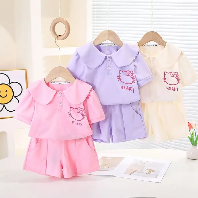 Hello Kitty Kawaii Sanrio Anime Summer Short Sleeve Dress Cute Cartoon Fashion Shirt Pants Clothing Two-Piece Set Kids Gifts
Hello Kitty Kawaii Sanrio Anime Summer Short Sleeve Dress Cute Cartoon Fashion Shirt Pants Clothing Two-Piece Set Kids Gifts