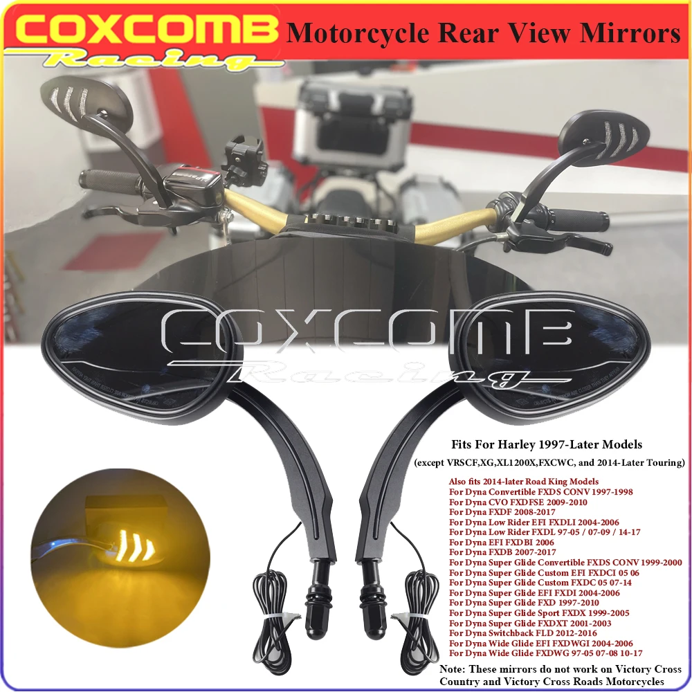 Мотоциклетные зеркала заднего вида со светодиодный светильник кой для Dyna FXDF Low Rider Super Glide Switchback FLD Wide Glide 1997-2017 Road King 14-up
Мотоциклетные зеркала заднего вида со светодиодный светильник кой для Dyna FXDF Low Rider Super Glide Switchback FLD Wide Glide 1997-2017 Road King 14-up