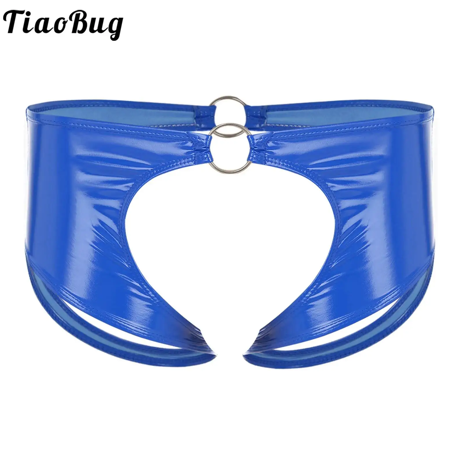 

Erotic Panties for Mens Glossy Latex Crotchless Briefs O-Ring Low Waist Jockstrap Underwear Sexy Lingerie for Clubwear Nightwear