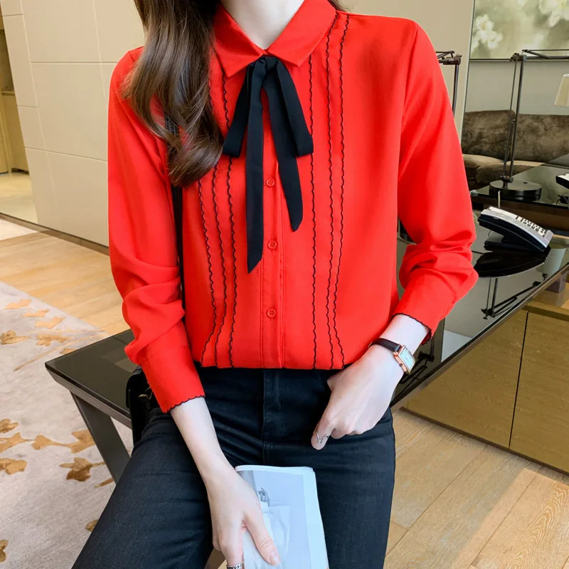 Women Clothes Fashion Bow Lace-up Loose Blouse Office Lady Elegant Simple Casual Shirt Female Top
Women Clothes Fashion Bow Lace-up Loose Blouse Office Lady Elegant Simple Casual Shirt Female Top