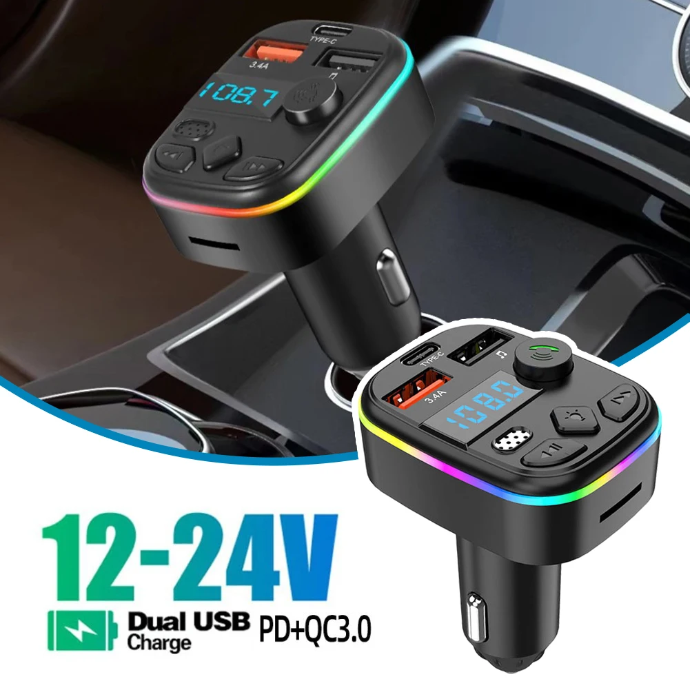 Car Bluetooth 5.0 FM Transmitter Handsfree Call Cigarette Lighter Adapter PD 20W Type-C Dual USB 3.4A Fast Charger Ambient Light
Car Bluetooth 5.0 FM Transmitter Handsfree Call Cigarette Lighter Adapter PD 20W Type-C Dual USB 3.4A Fast Charger Ambient Light