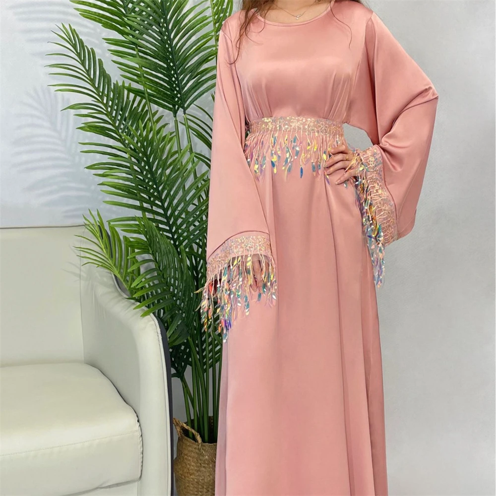 

Sequins Tassel Abaya Muslim Women Ramadan Dubai Maxi Dress Islamic Arab Morocco Party Jalabiya Gown Evening Kaftan Robe Clothing