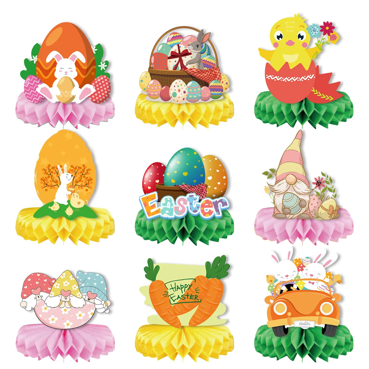 9pcs Easter Bunny Honeycomb Paper Fan Ornaments Chicken Easter Egg Honeycomb Paper Fan 2023 Happy Easter Party Decoration
9pcs Easter Bunny Honeycomb Paper Fan Ornaments Chicken Easter Egg Honeycomb Paper Fan 2023 Happy Easter Party Decoration
