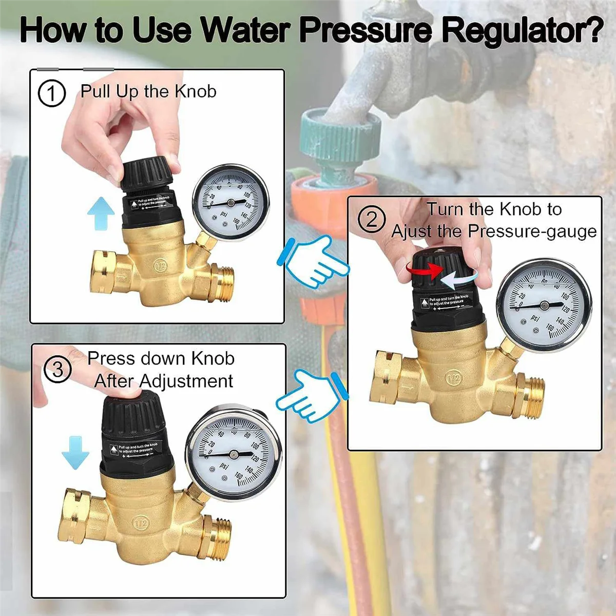 RV Water Pressure Regulator Adjustable Handle Water Pressure Reducer Water Pressure Regulator Valve for RV Campers
RV Water Pressure Regulator Adjustable Handle Water Pressure Reducer Water Pressure Regulator Valve for RV Campers
