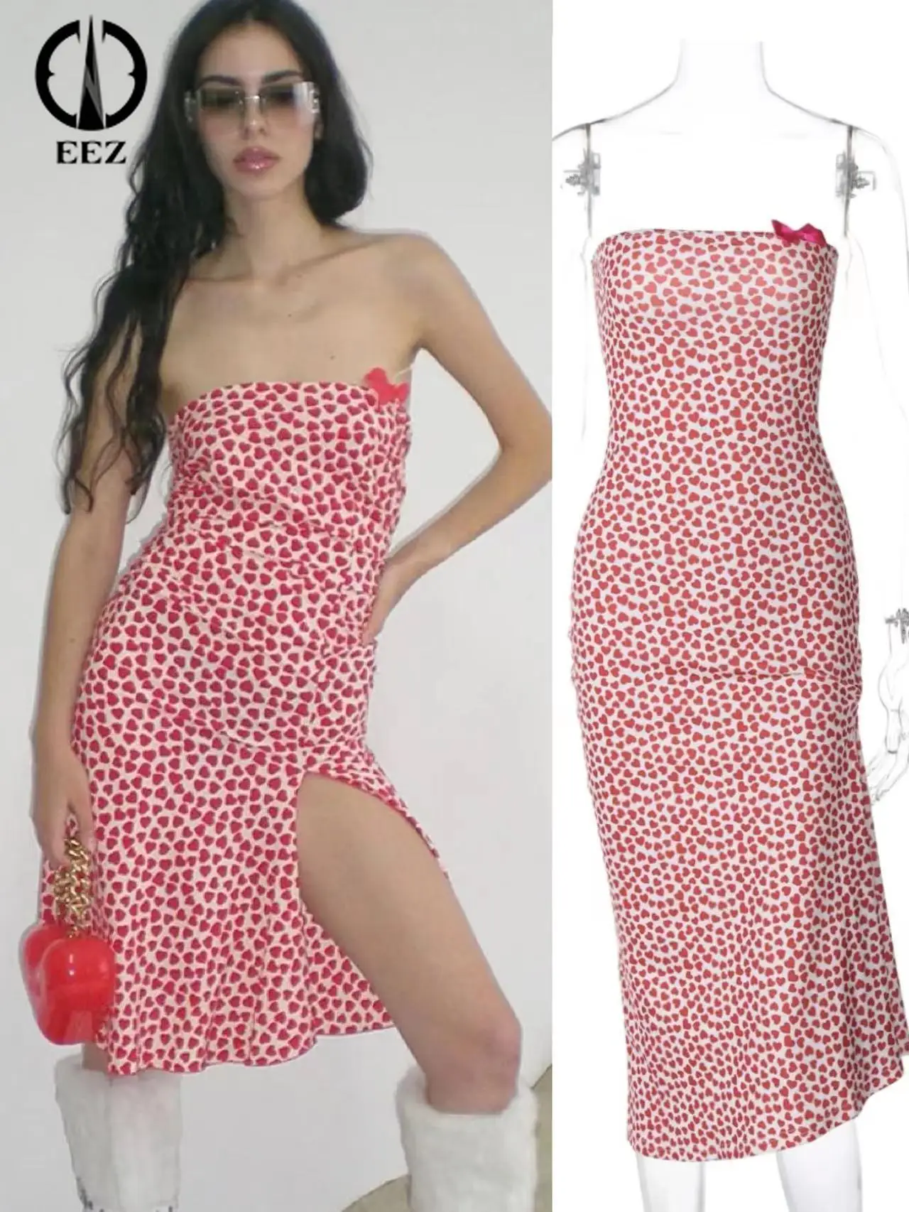 French Irregular Folds Split Bustier Dress Women Sexy Strapless Dress Slim Elegant High Waist Coquette Y2k Love Print Partywear
French Irregular Folds Split Bustier Dress Women Sexy Strapless Dress Slim Elegant High Waist Coquette Y2k Love Print Partywear