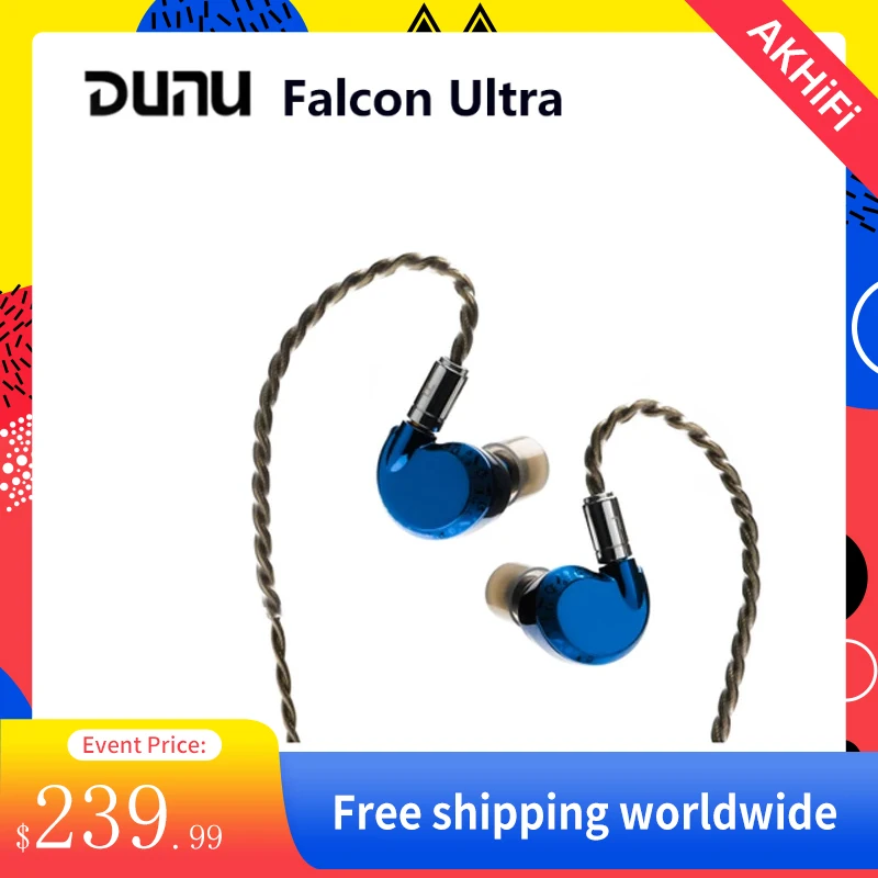 

DUNU Falcon Ultra Dynamic Driver Earphone In Ear Monitors Klein Blue Hi-res Music Headphone Bass Earbuds with MMCX HiFi Cable